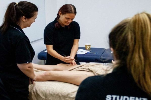 Students conducting remedial massage training